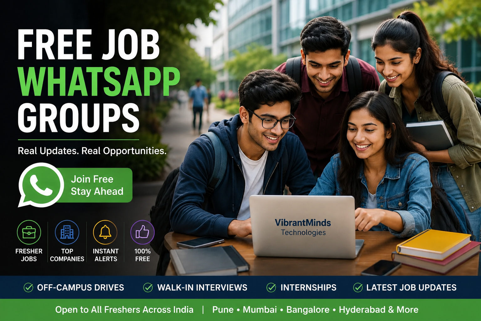 Free Job Opportunities for Freshers in Pune 2025 & 2026 Join VibrantMinds' WhatsApp Groups for Daily IT Job Updates